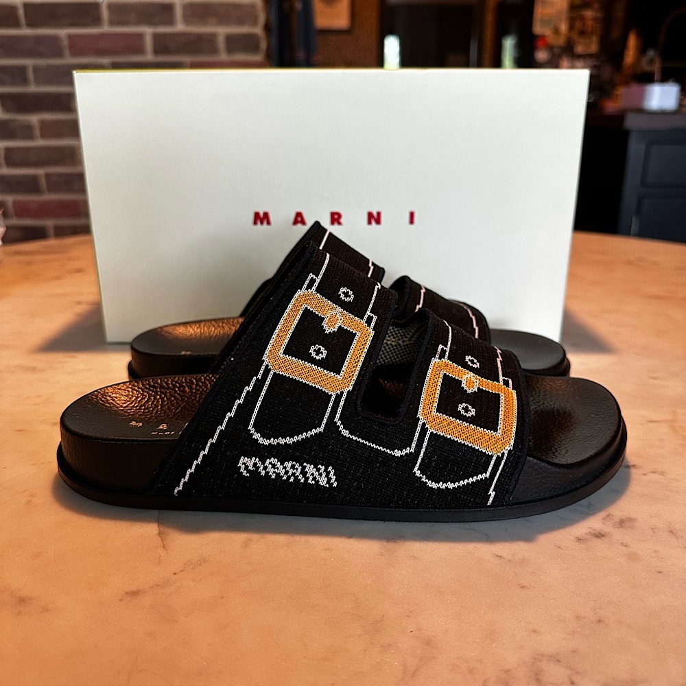 Marni Knit Pixel Graphic Slide Sandals
